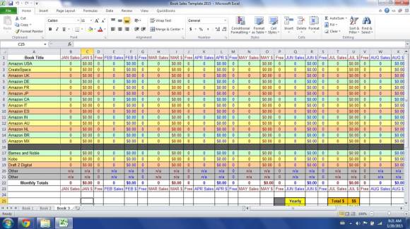 Book Sales Spreadsheet Photo